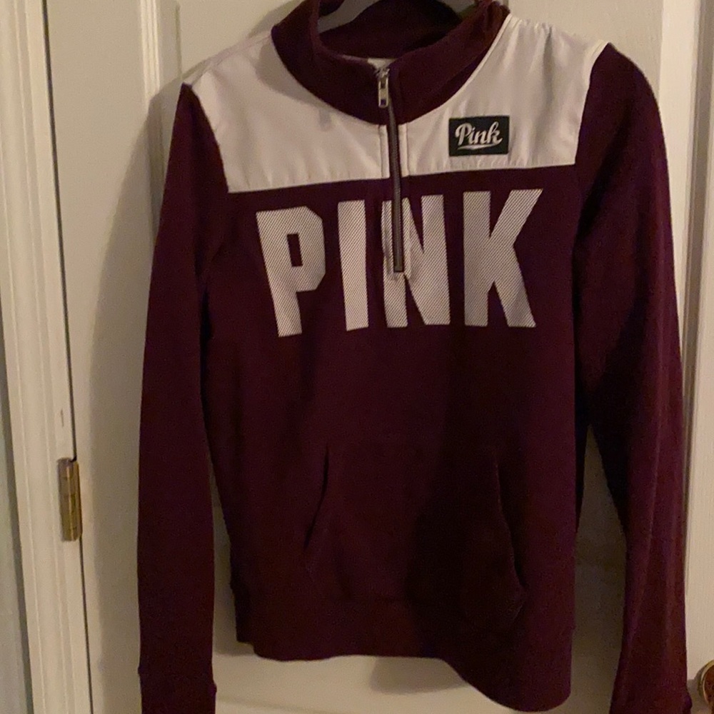 Pink Half Zip Sweatshirt Pullover (S)